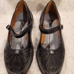Black Leather Flats by Naot